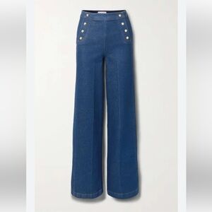 Frame Sailor Snap High Rise Wide Leg Jeans in Adele